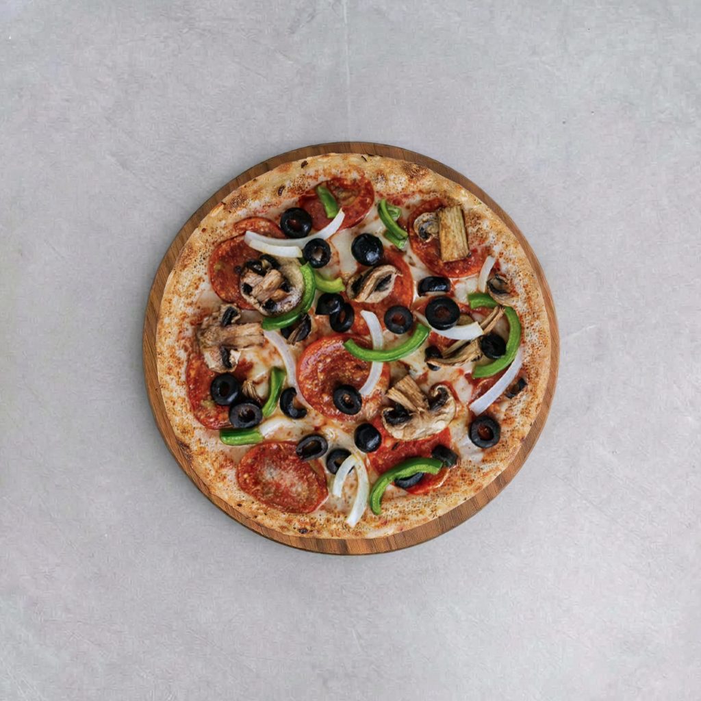 10" Vegan Jay's Supreme Pizza.